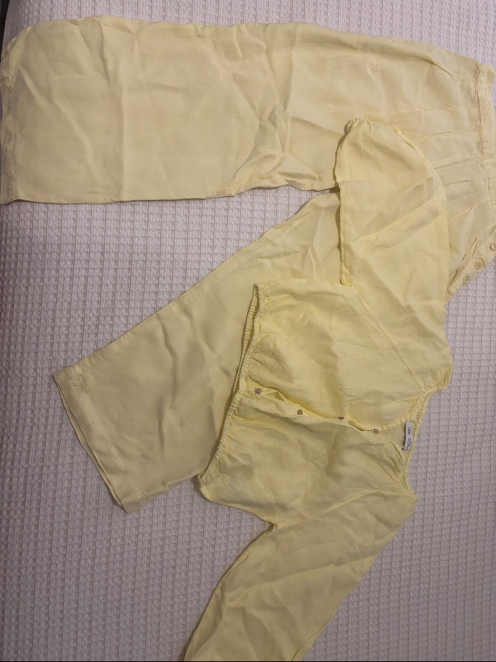 Zara Pale Yellow Elastic Waist Pants